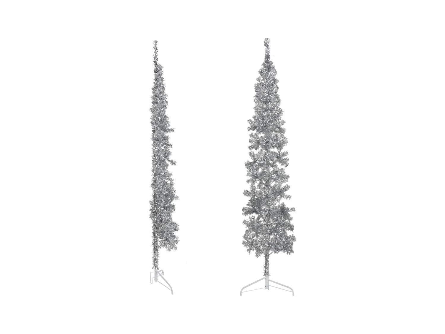 Demi sapin de No?l artificiel mince avec support argenté 240 cm