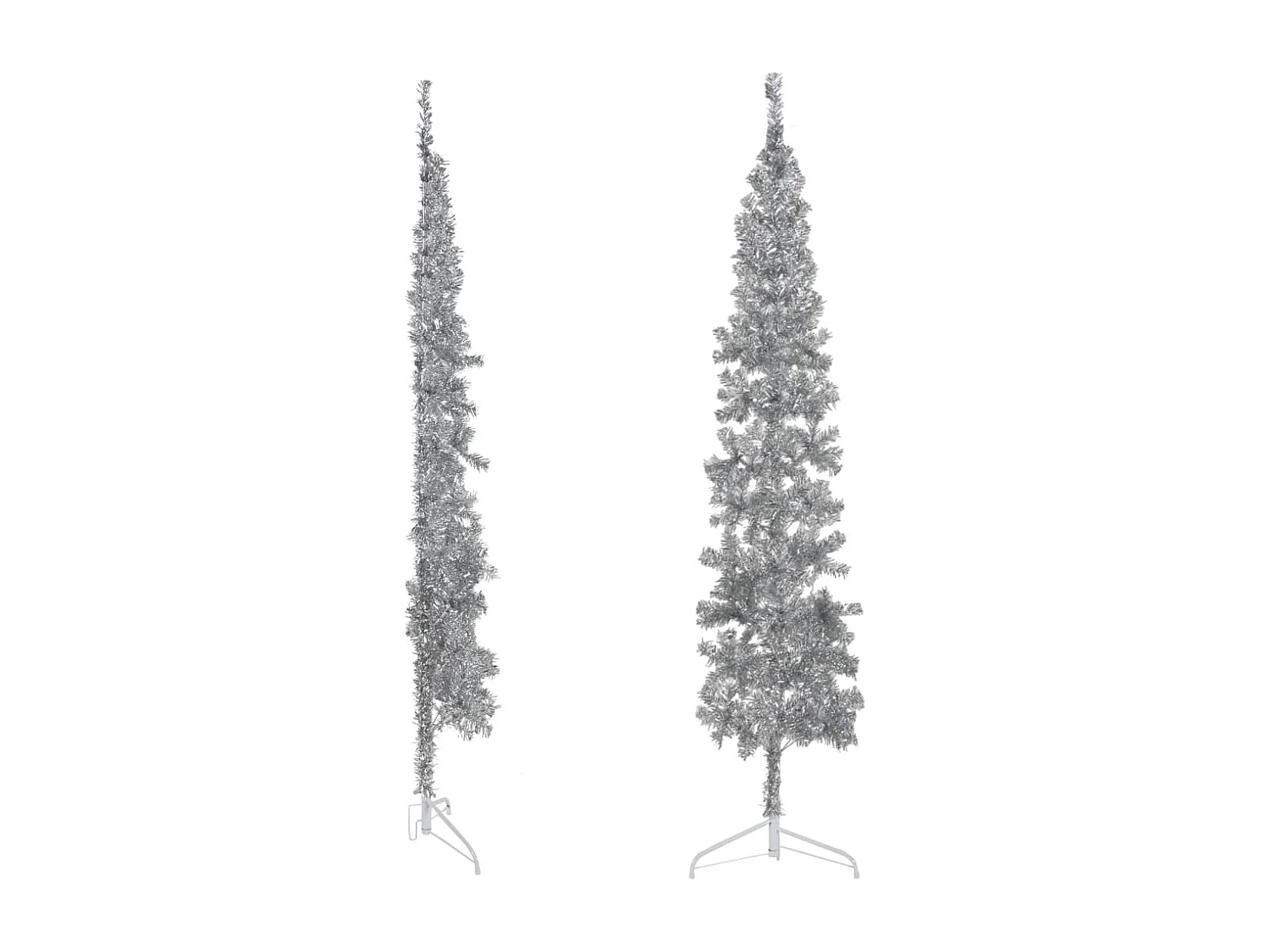 Albero di Natale artificiale mezzo sottile con supporto in argento 240 cm