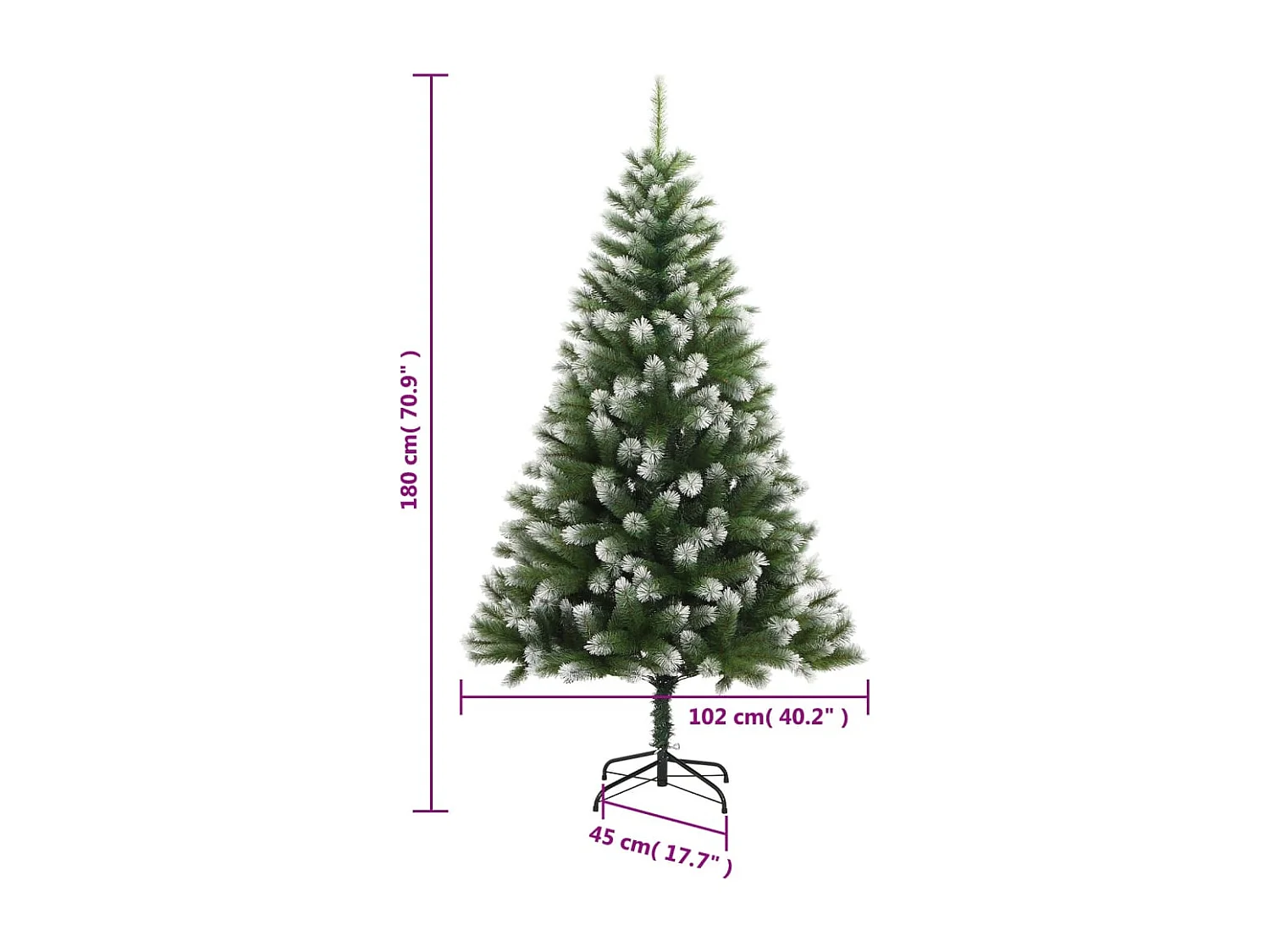 Albero di Natale artificiale snodabile con neve floccata 180 cm