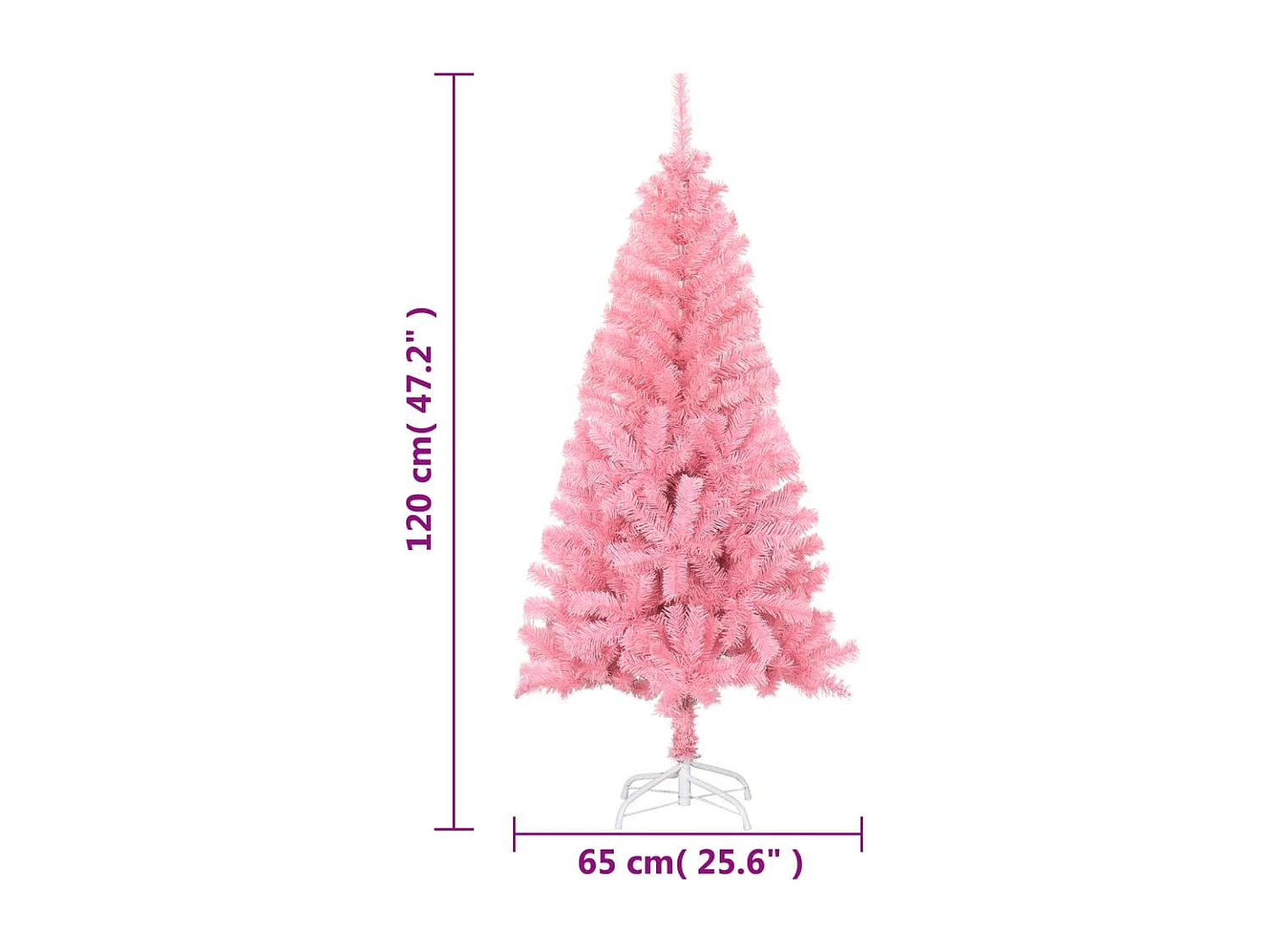 Albero di Natale artificiale con supporto rosa 120 cm in PVC