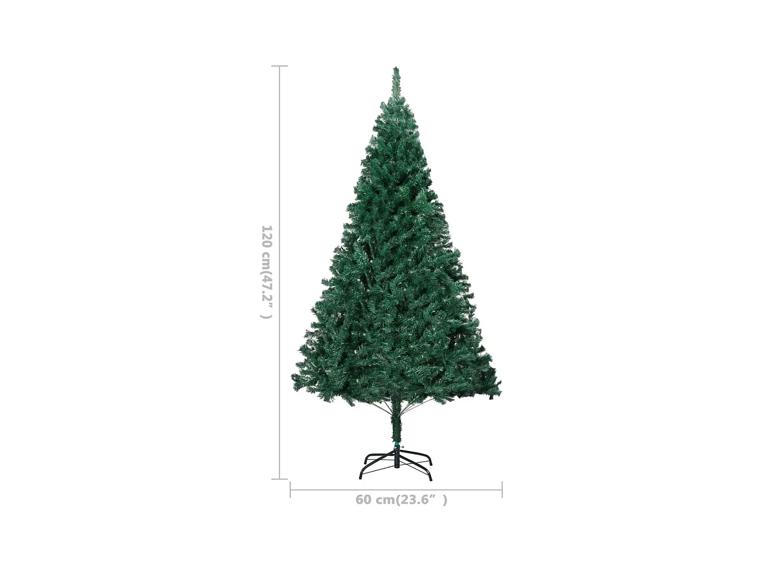Árbol de Navidad artificial preiluminado y bolas verdes 120 cm PVC