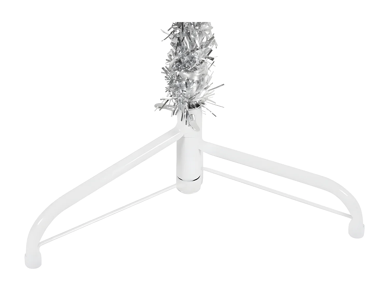 Árvore de Natal artificial meio fina com suporte prateado 150 cm