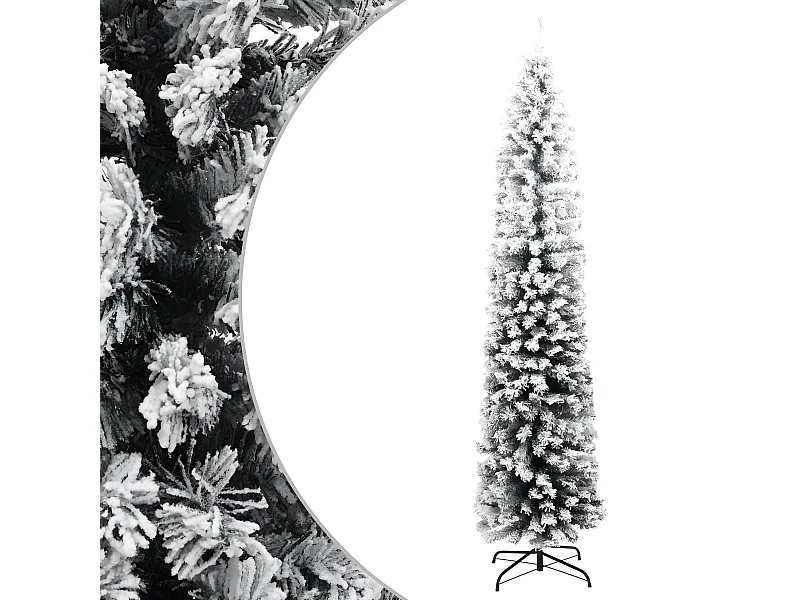 Albero di Natale artificiale sottile fiocco di neve verde 240 cm in PVC