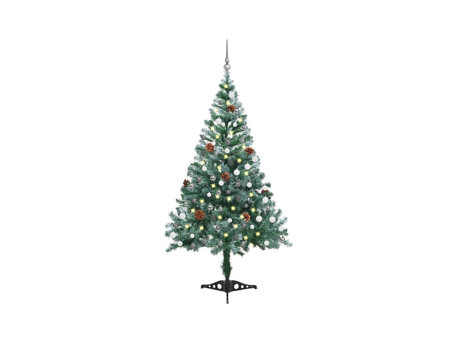 Palline per albero di Natale e pigna satinate preilluminate 150 cm