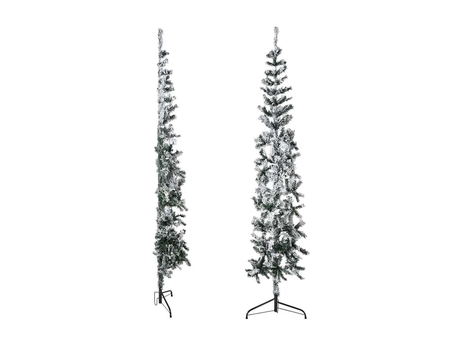 Árvore de Natal artificial meio fina com neve flocada 210 cm