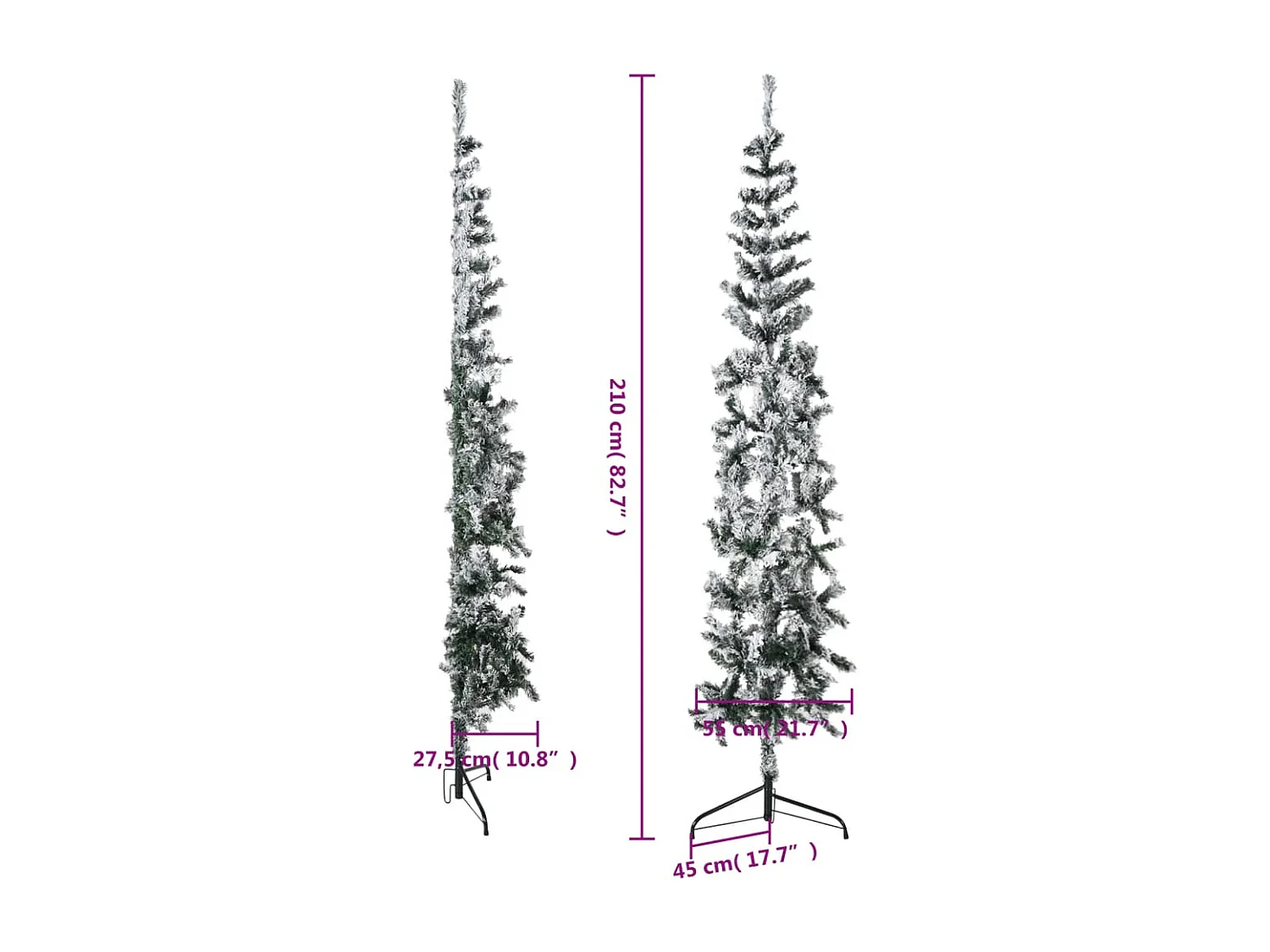 Albero di Natale artificiale semisottile con neve floccata 210 cm