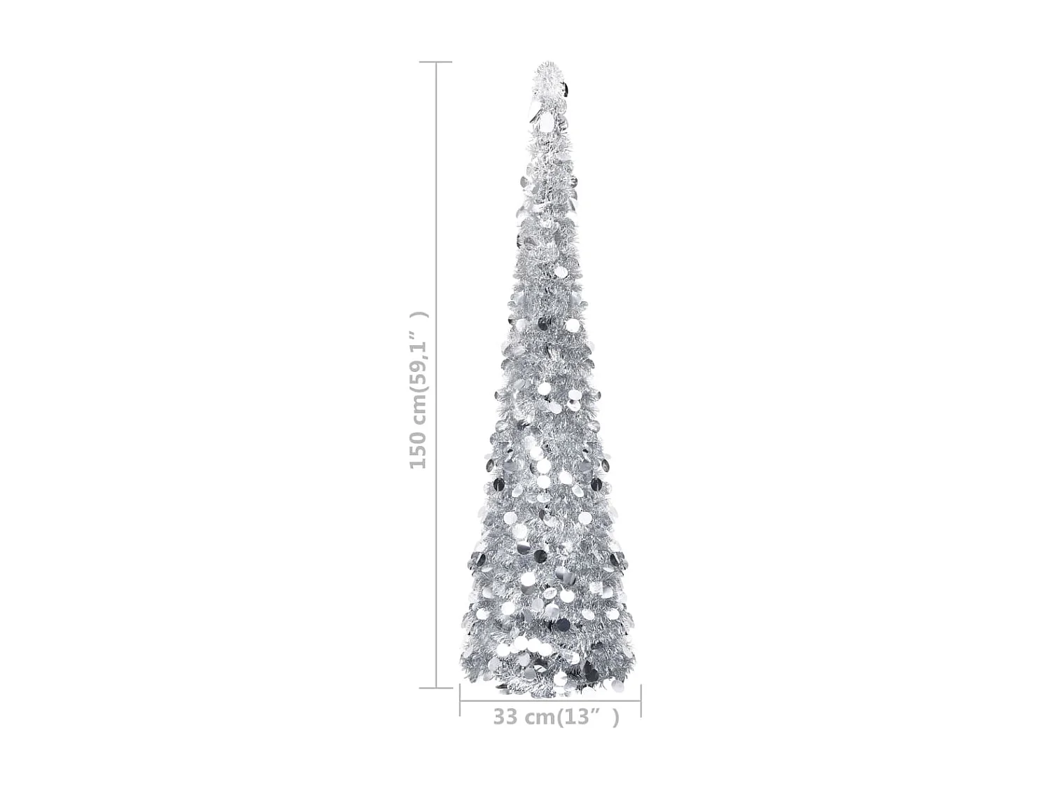Sapin de No?l artificiel escamotable argenté 150 cm PET