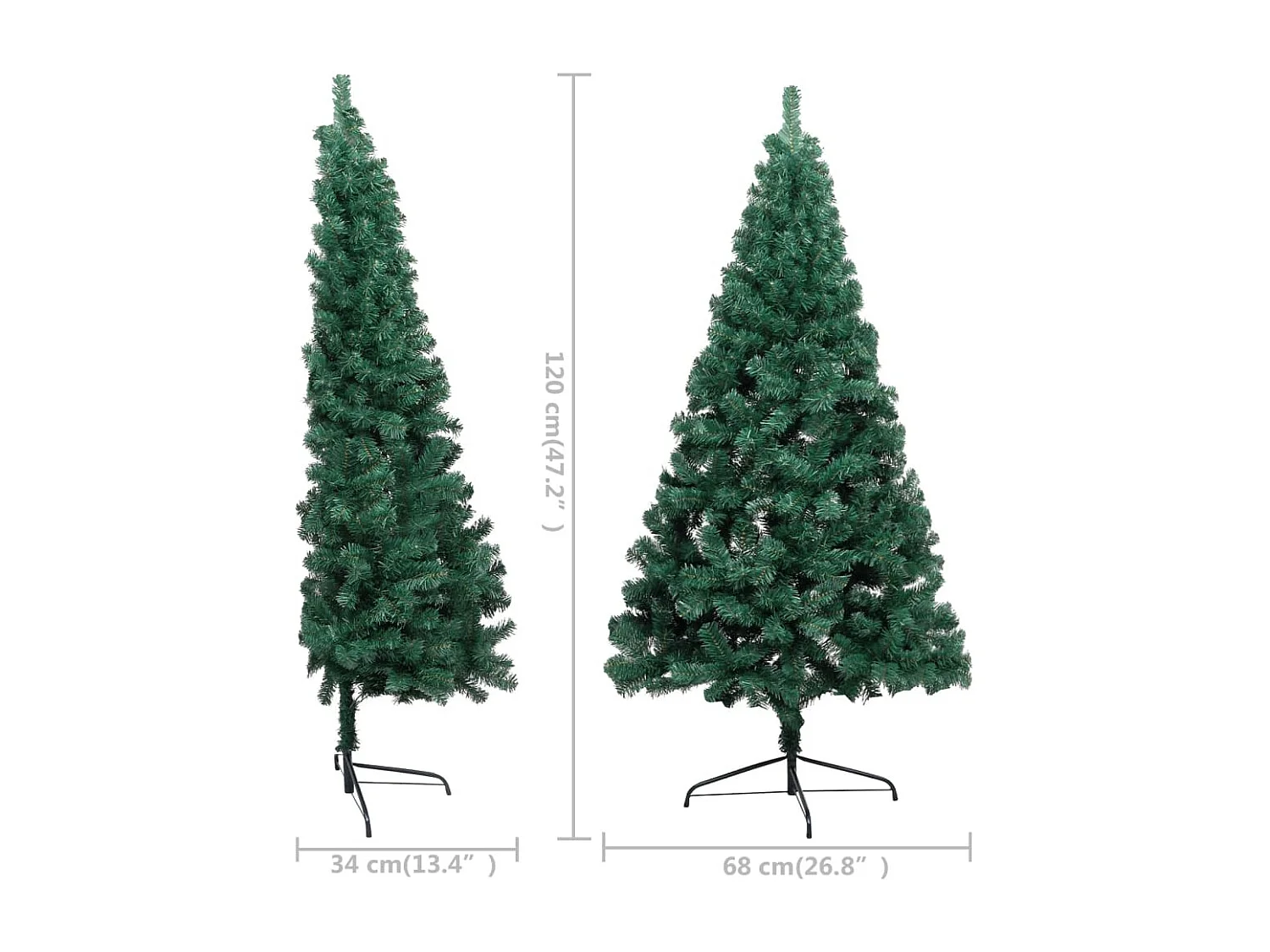 Demi-arbre de No?l artificiel pré-éclairé et boules vert 120 cm