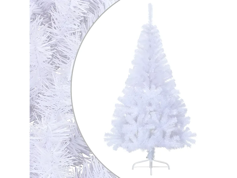 Meia árvore de Natal artificial com suporte branco 150 cm PVC