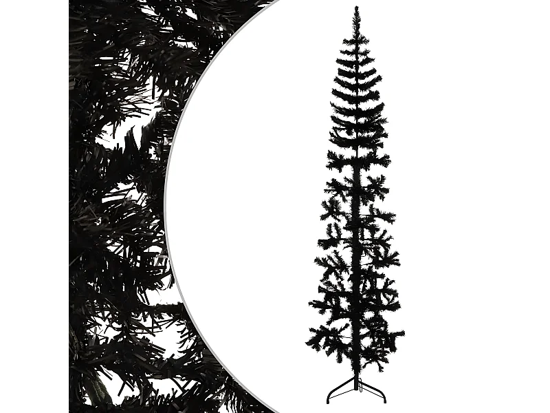 Albero di Natale artificiale mezzo sottile con supporto nero 210 cm