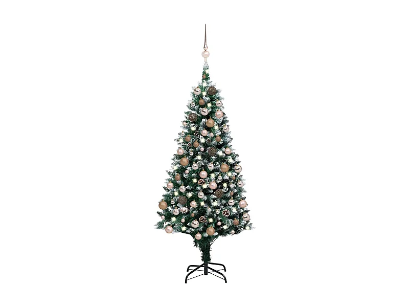 Palline per albero di Natale/pigna artificiale preilluminate 150 cm