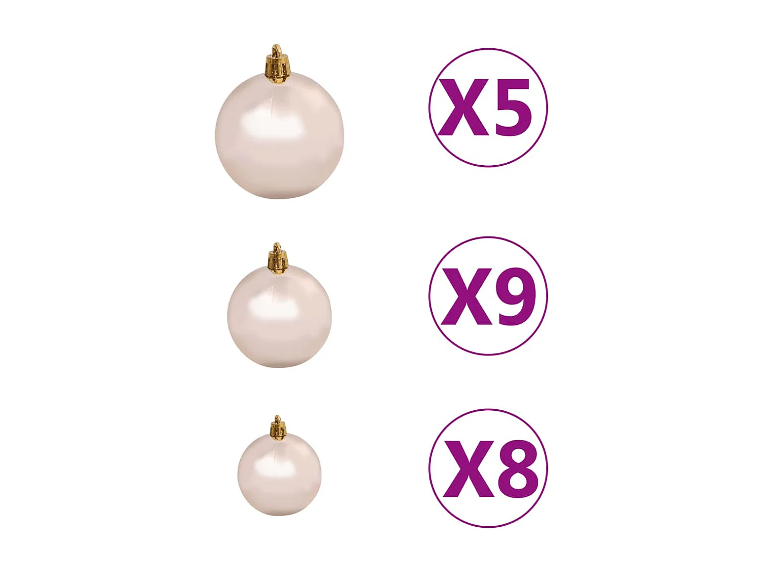 Palline per albero di Natale/pigna artificiale preilluminate 150 cm