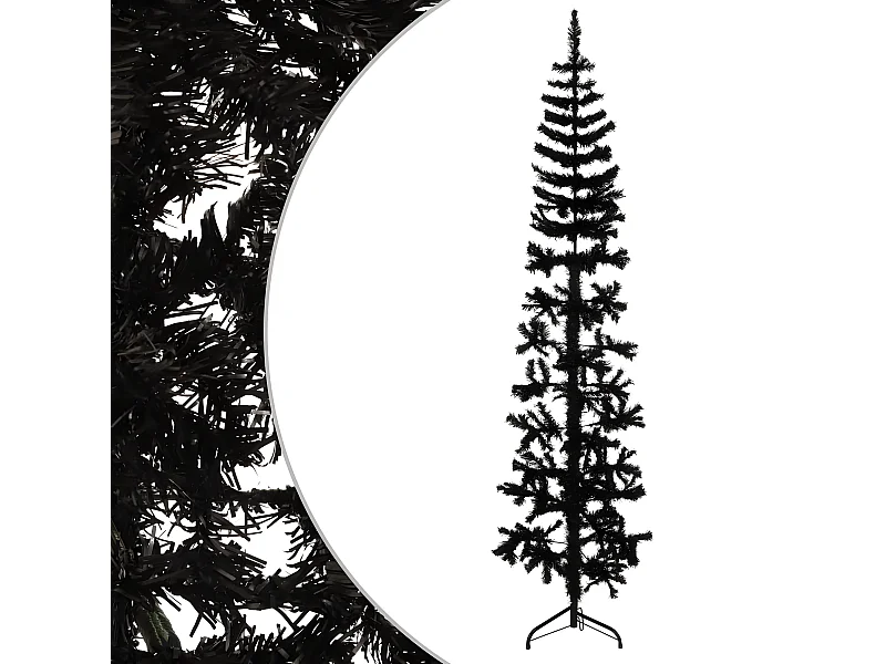Albero di Natale artificiale mezzo sottile con supporto nero 240 cm