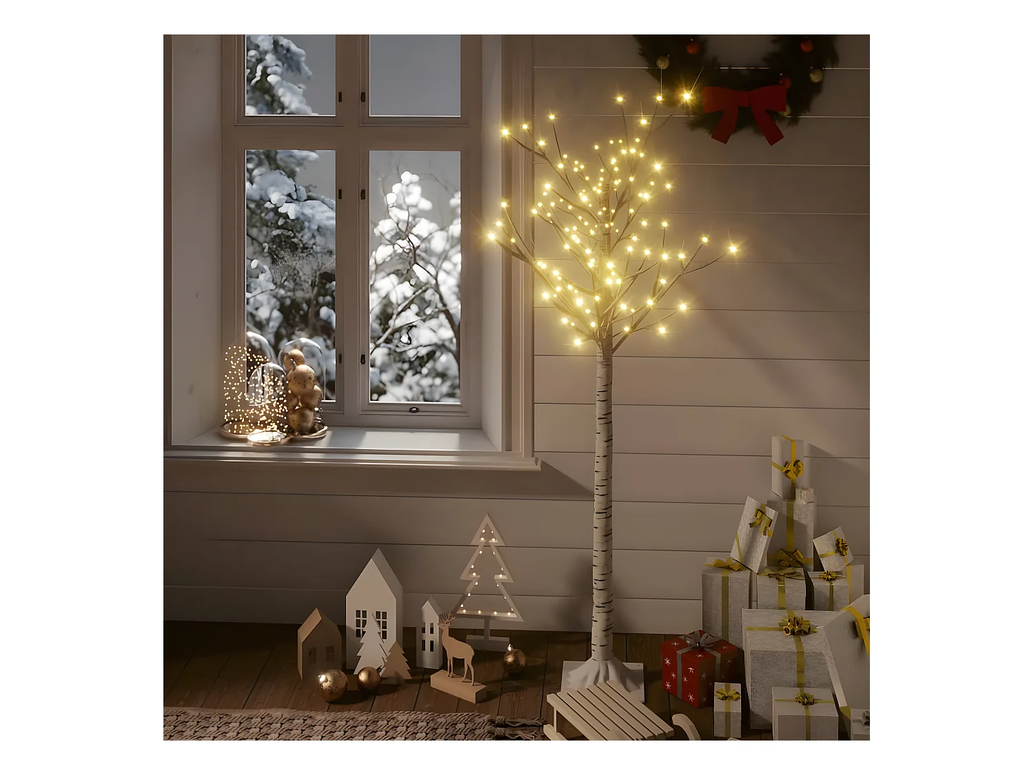 Sapin de No?l 140 LED blanc chaud Saule 1,5 m Int/Ext