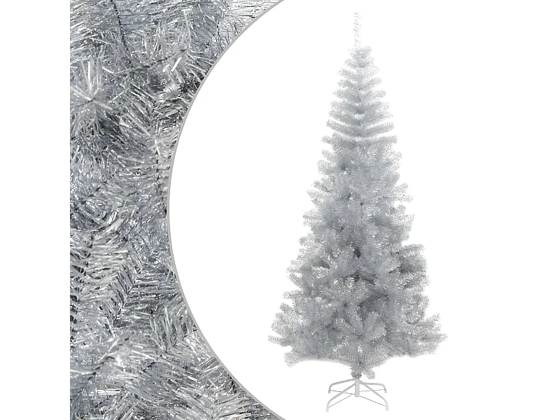 Albero di Natale artificiale con supporto in argento 180 cm PET