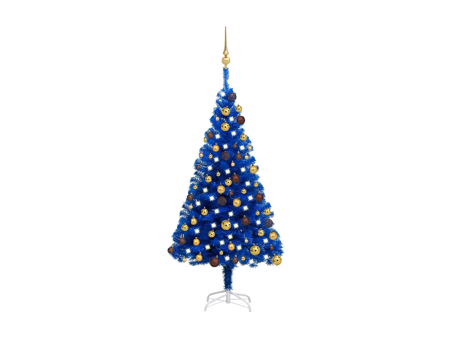 Arbre de No?l artificiel pré-éclairé et boules bleu 120 cm PVC