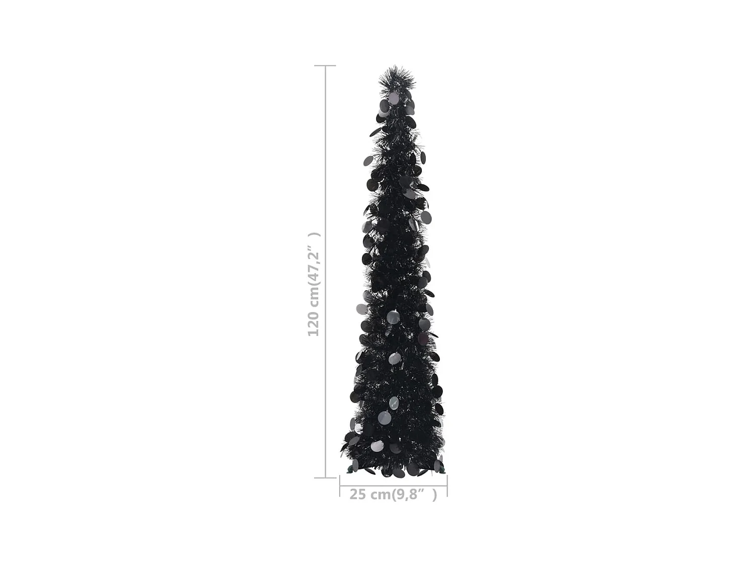 Albero di Natale artificiale retrattile nero 120 cm PET