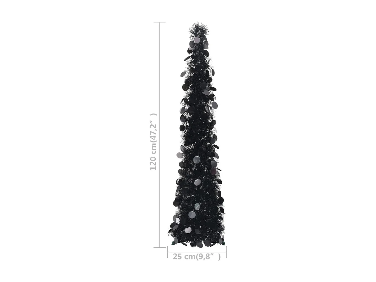 Albero di Natale artificiale retrattile nero 120 cm PET