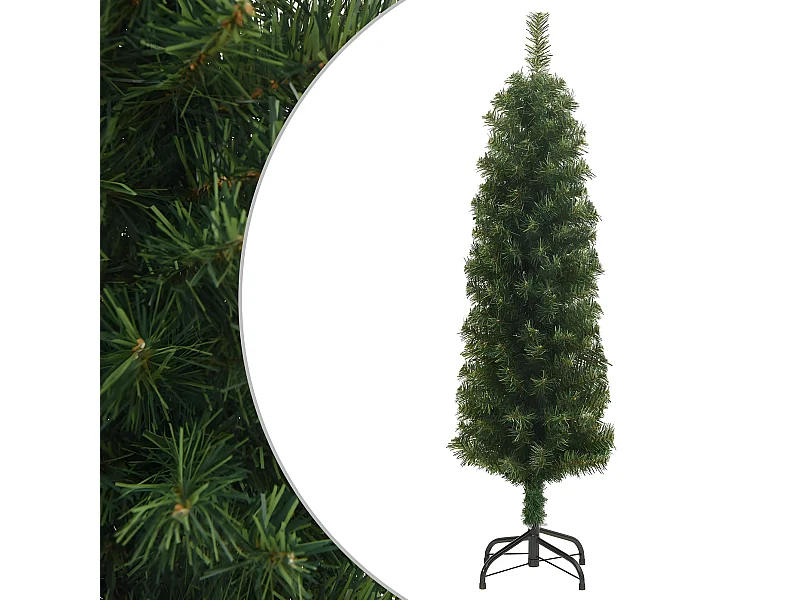 Albero di Natale artificiale sottile con supporto verde 120 cm in PVC