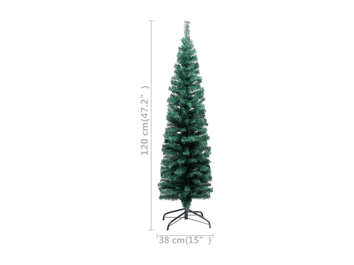 Dünner künstlicher Weihnachtsbaum mit grünem Ständer 120 cm PVC