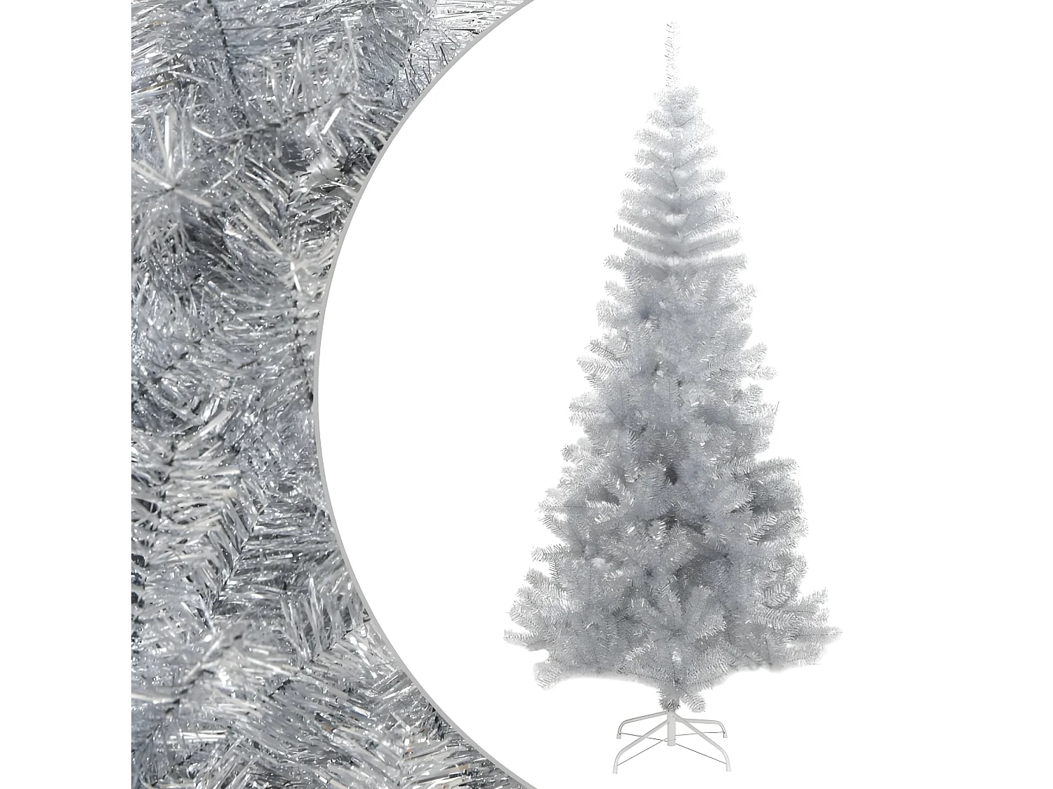 Albero di Natale artificiale con supporto in argento 210 cm PET