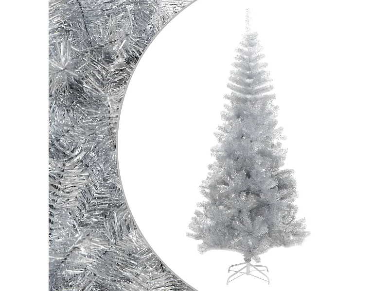 Albero di Natale artificiale con supporto in argento 210 cm PET