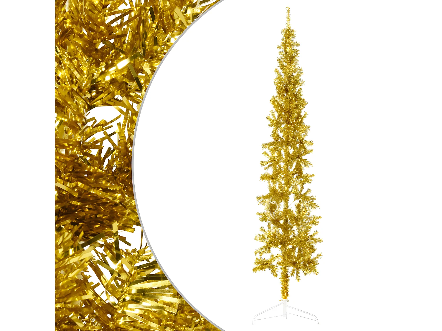 Halfdunne Kunstkerstboom met Standaard Goud 240cm