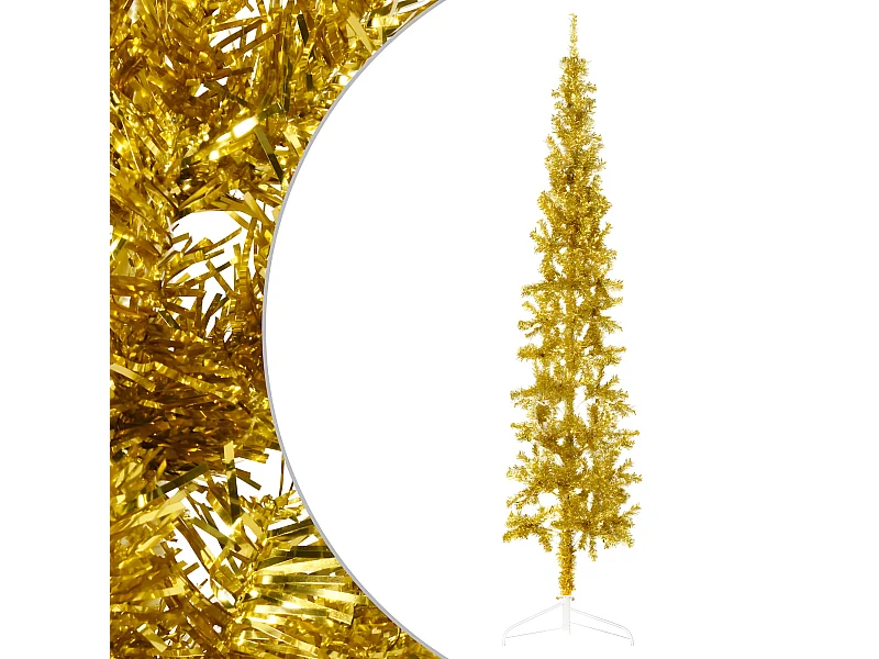 Halfdunne Kunstkerstboom met Standaard Goud 240cm