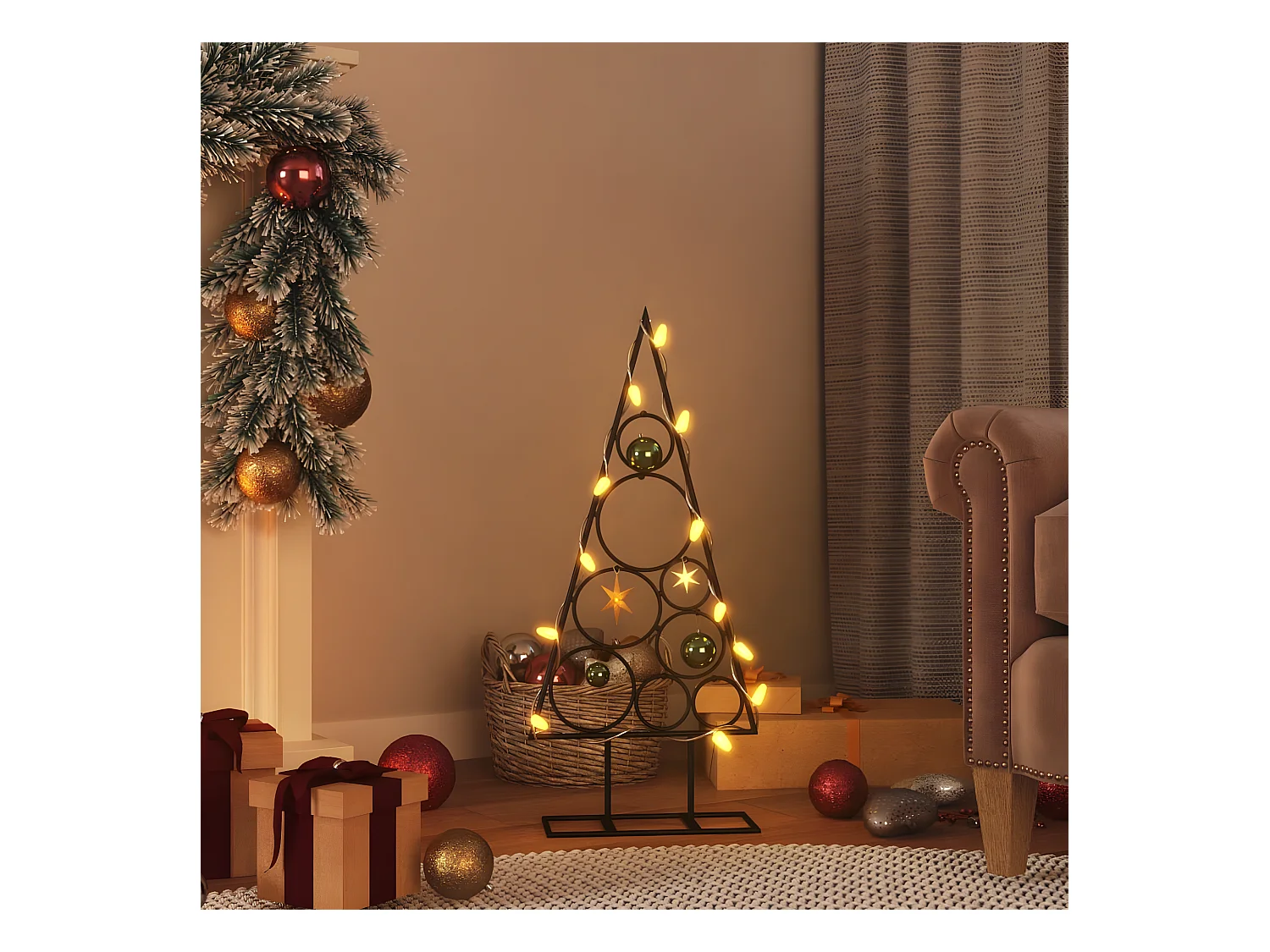Árbol de Navidad de metal para decoración negro 60 cm