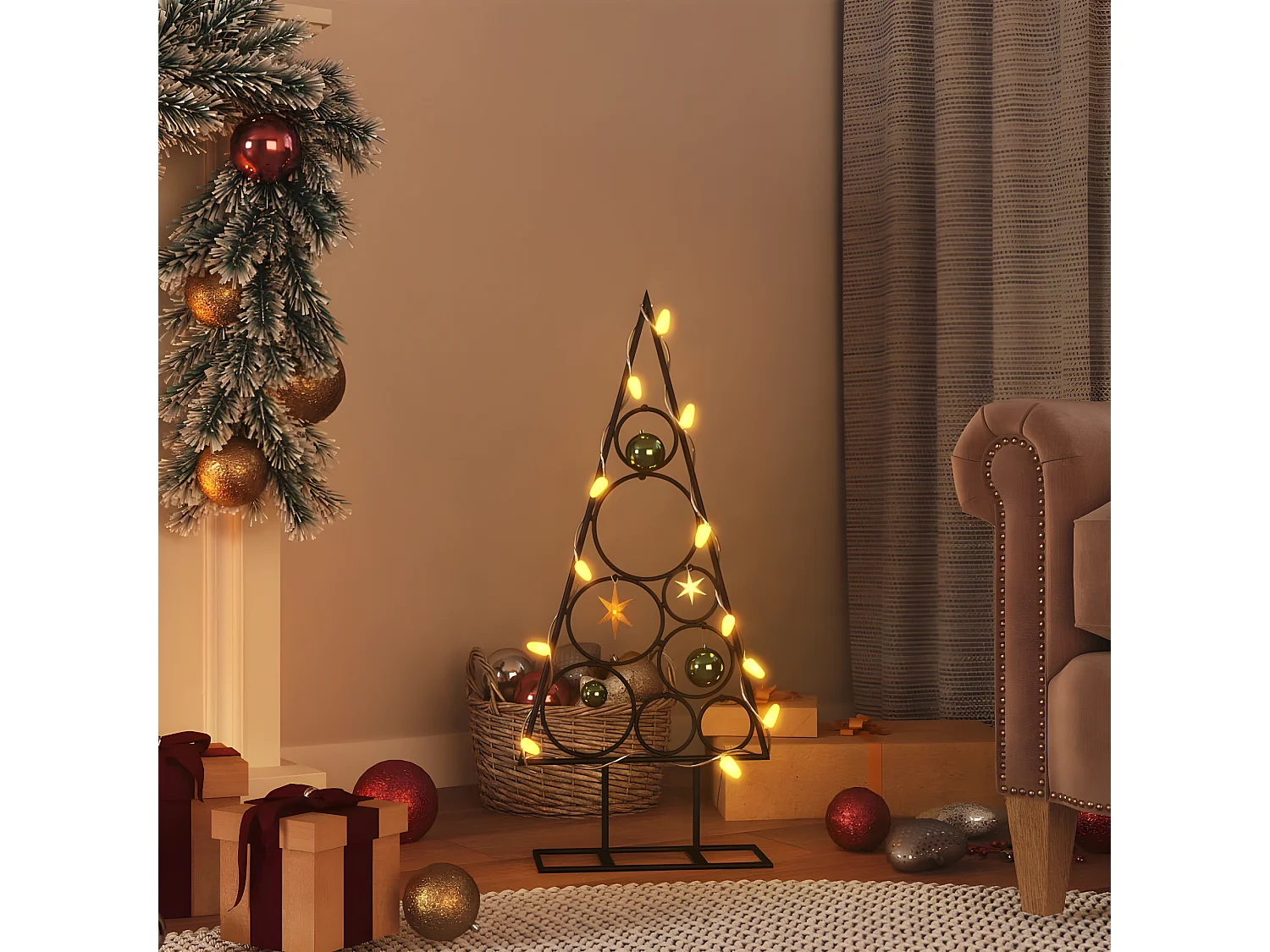 Albero di Natale in metallo per decorazione nero 60 cm