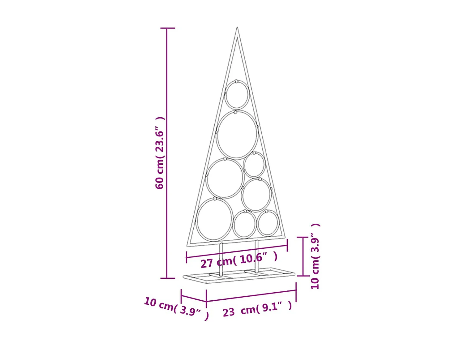 Albero di Natale in metallo per decorazione nero 60 cm