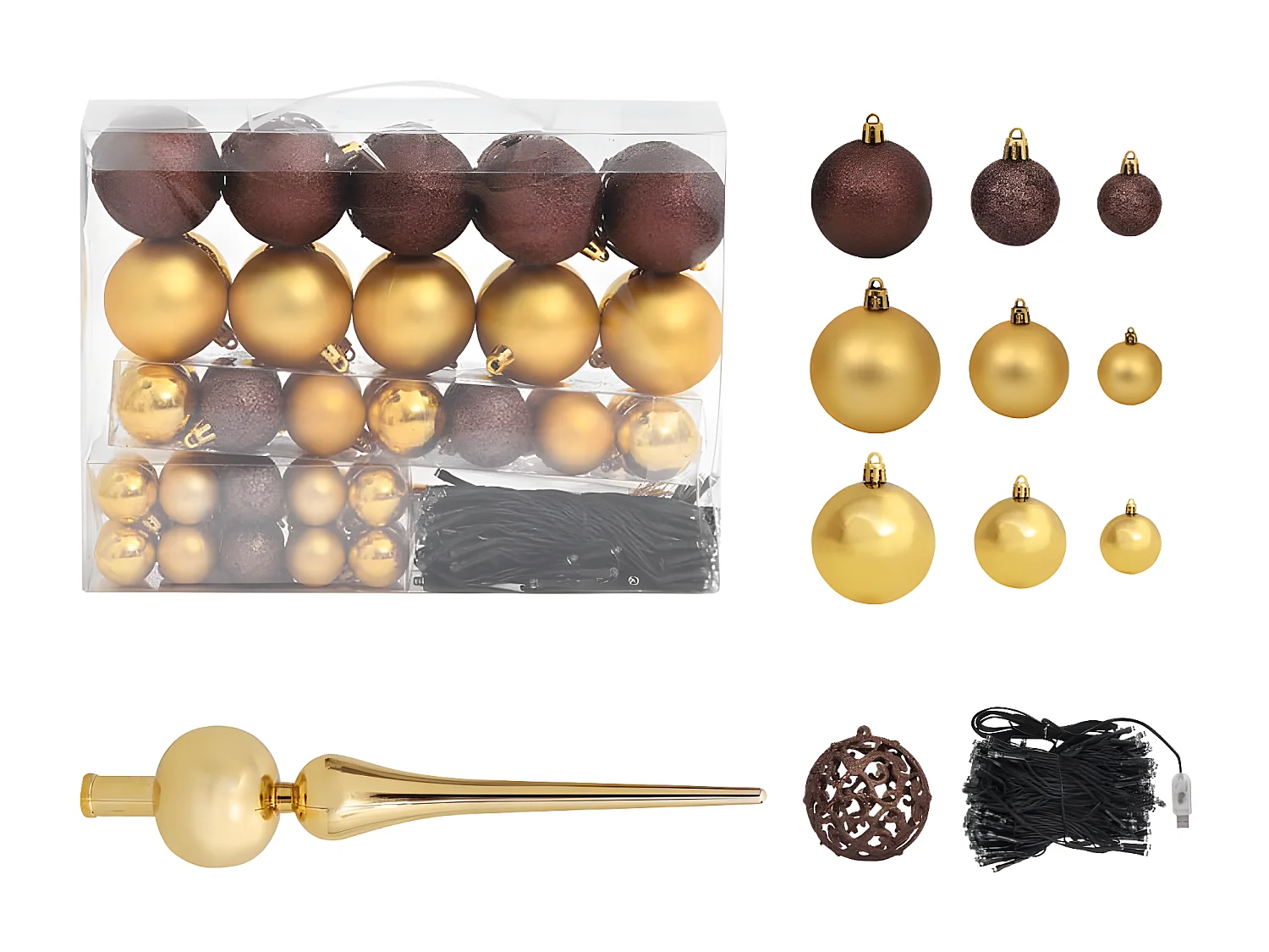 Árvore/bolas de Natal artificiais pré-iluminadas 180 cm 564 ramos