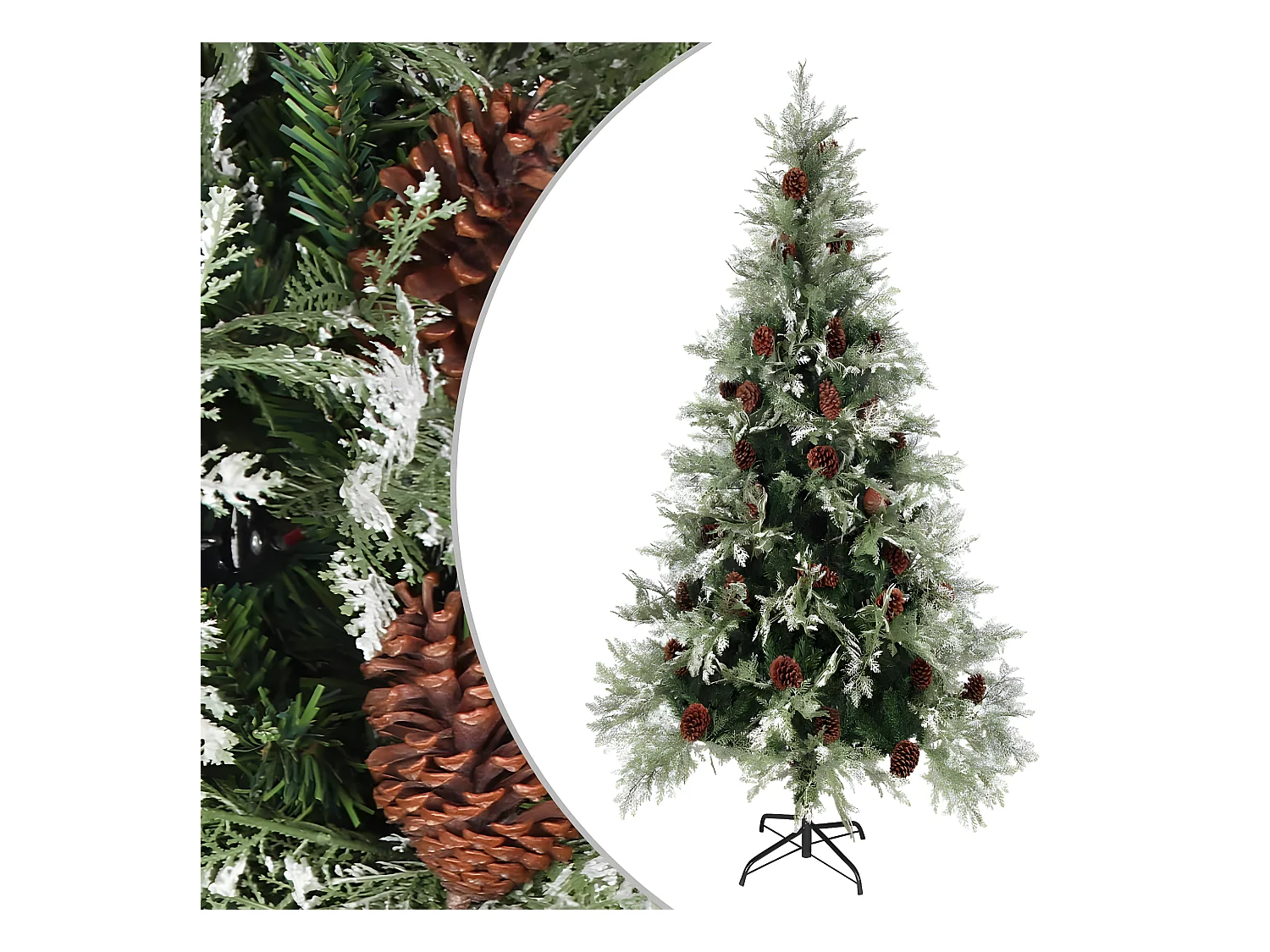 Sapin de No?l avec pommes de pin Vert et blanc 225 cm PVC et PE
