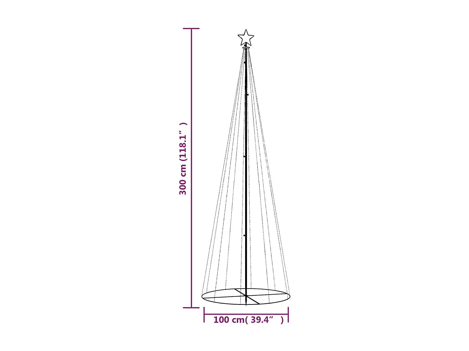 Árvore de Natal 310 LED branco quente 100x300 cm
