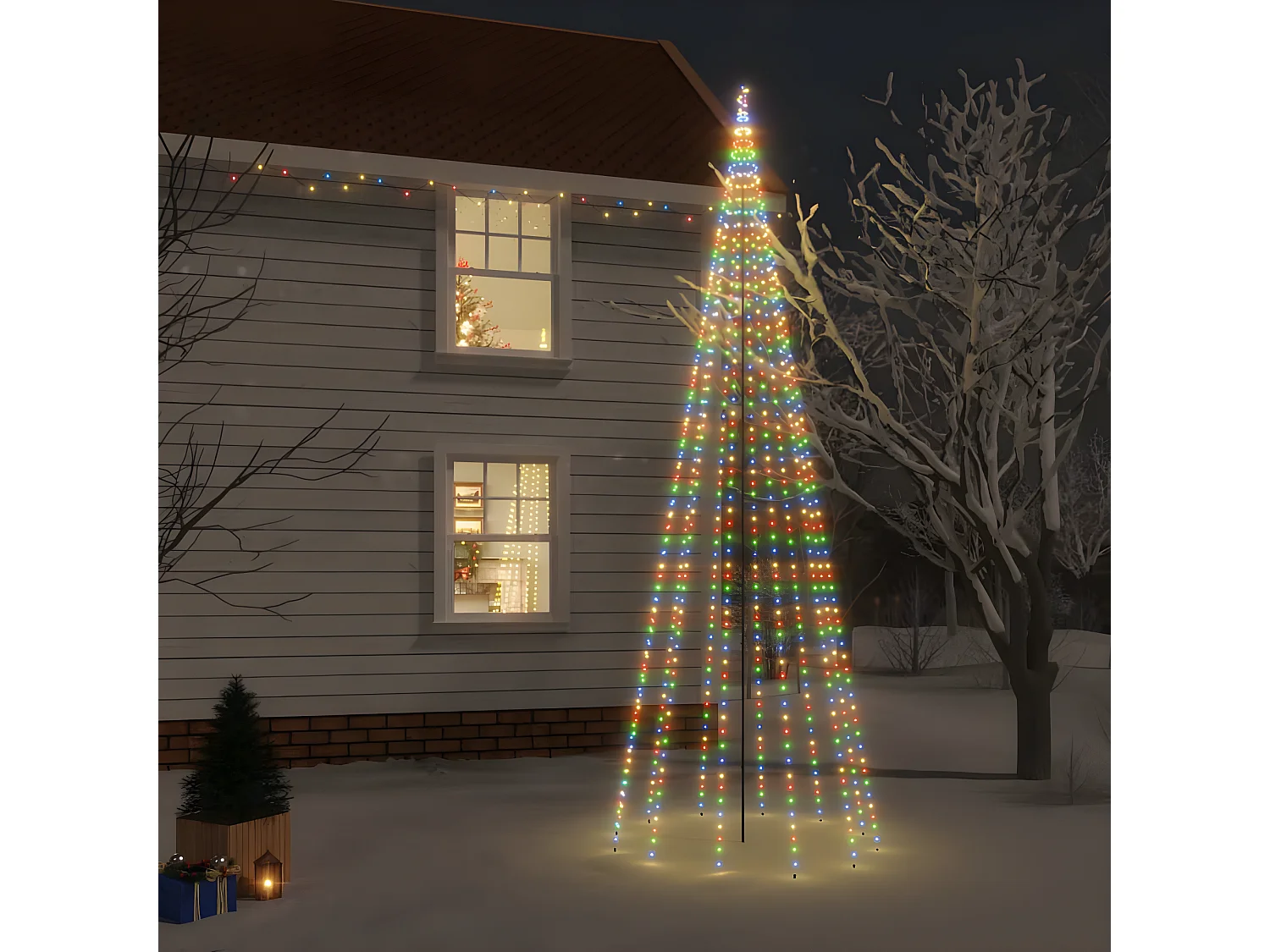 Árvore de Natal com estaca 732 LEDs coloridos 500 cm