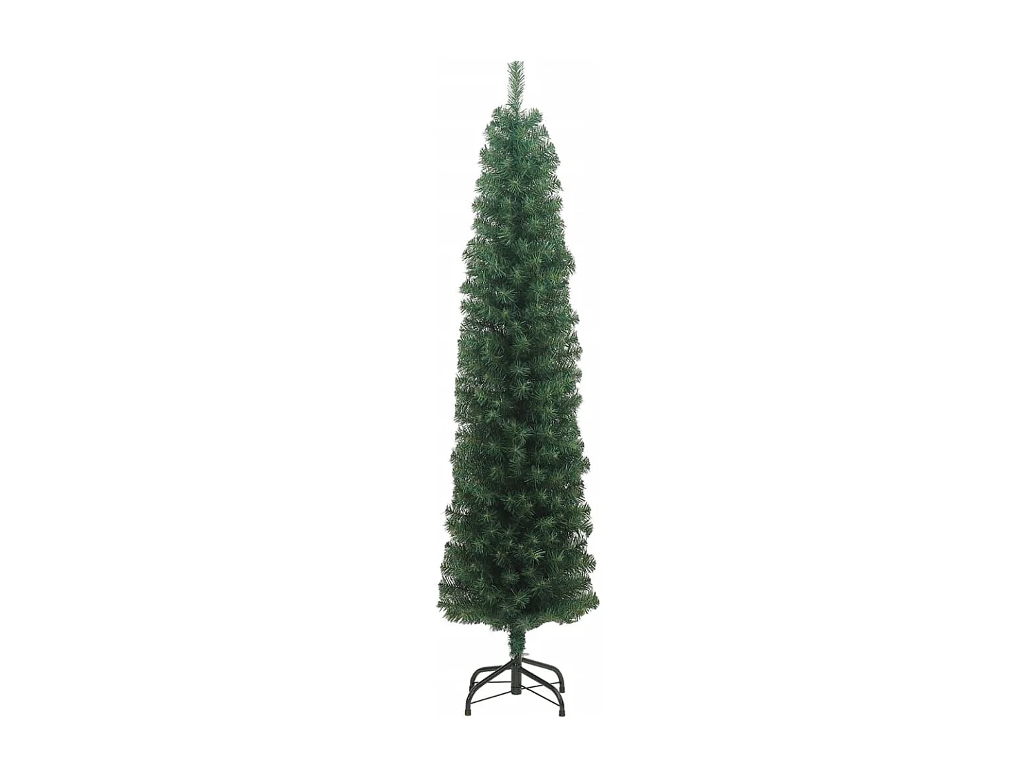 Árvore de Natal artificial fina com suporte verde 210 cm PVC