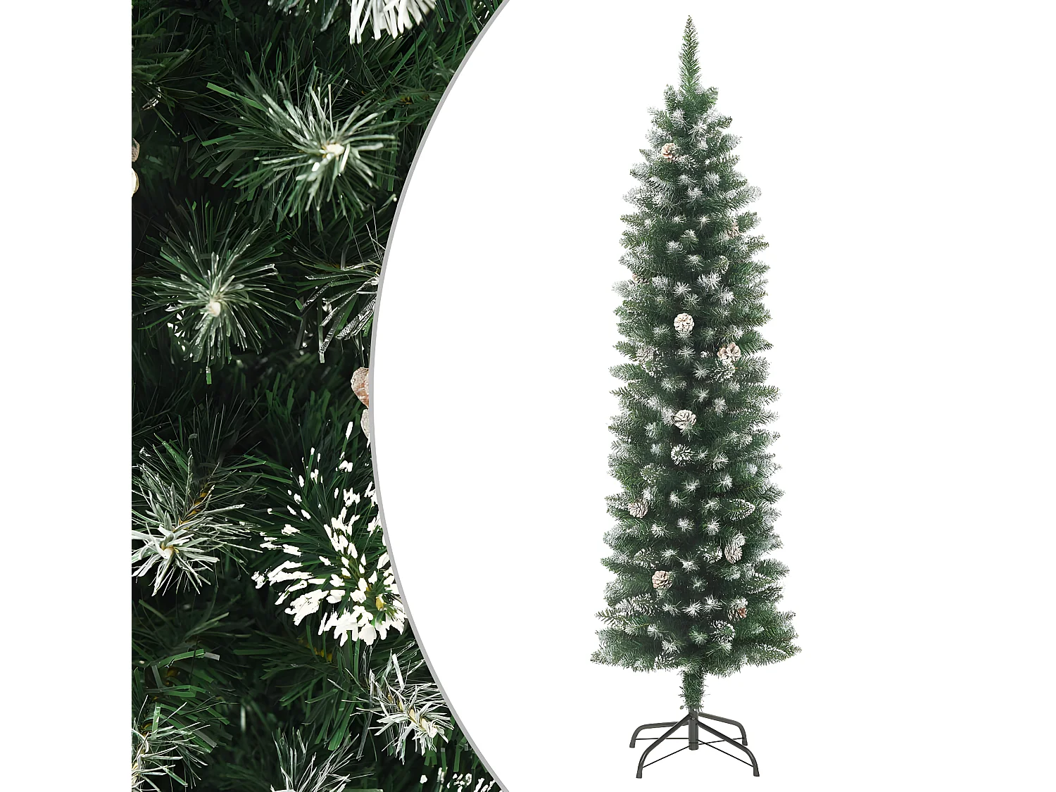 Albero di Natale artificiale sottile con supporto in PVC da 120 cm