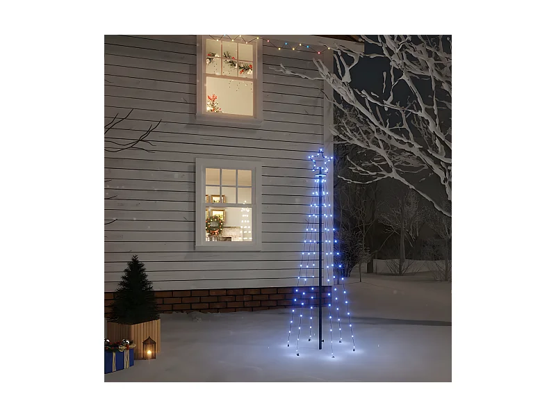 Albero di Natale con picchetto Blu 108 LED 180 cm