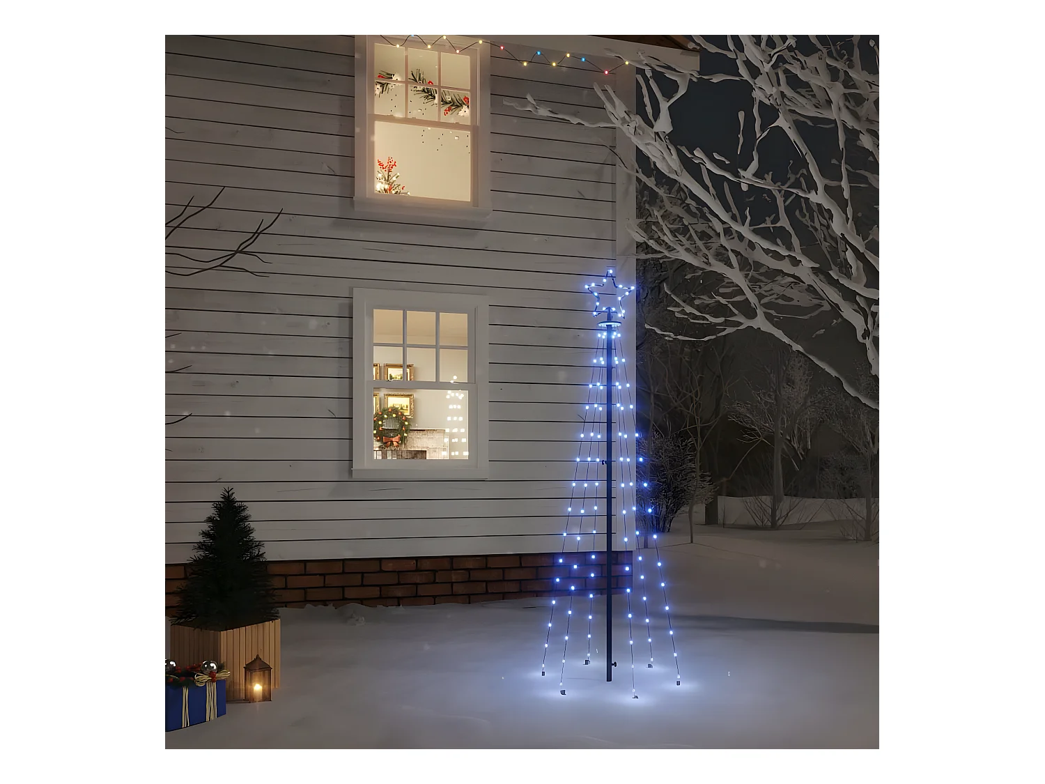 Albero di Natale con picchetto Blu 108 LED 180 cm