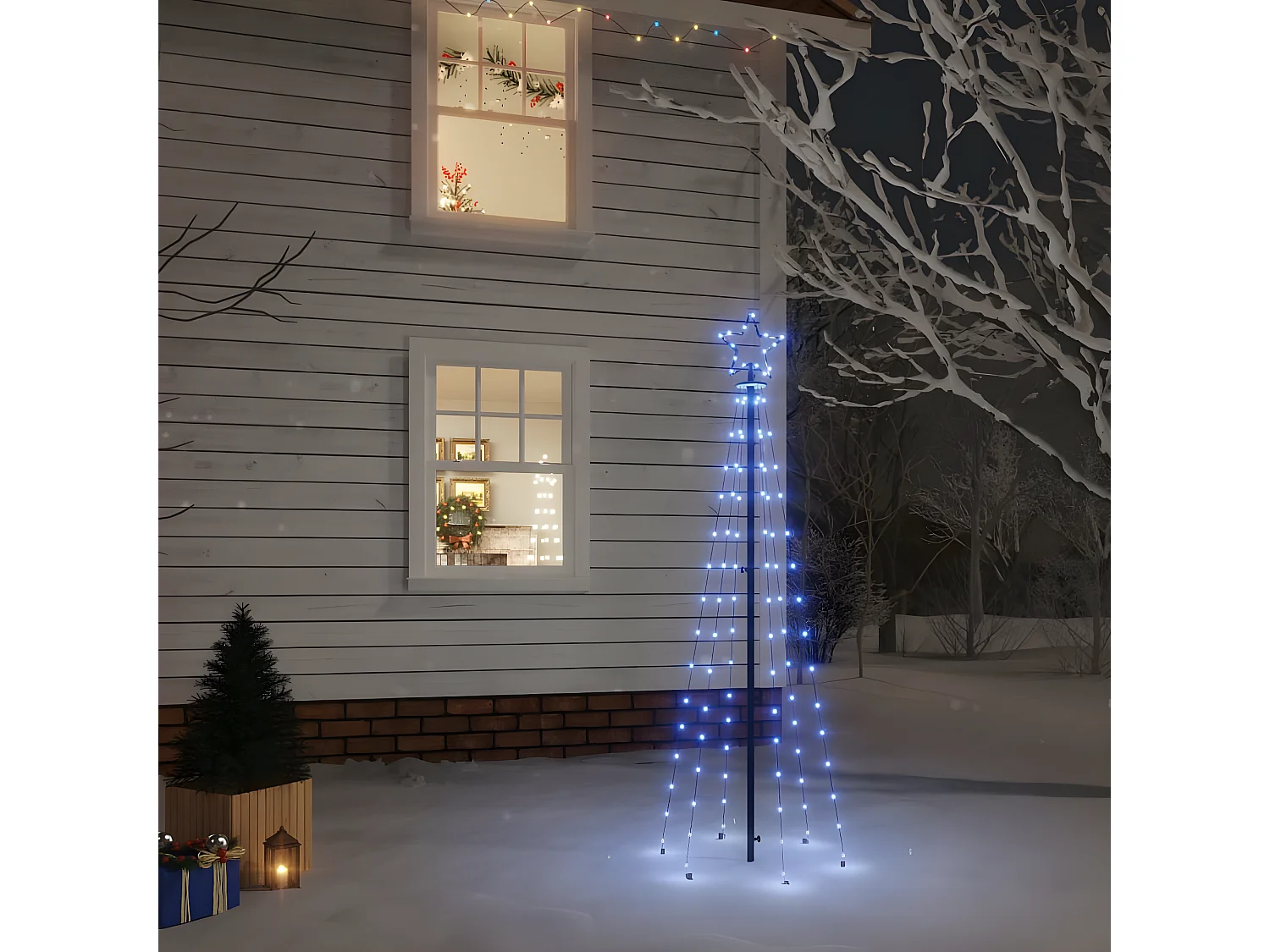 Sapin de No?l avec piquet Bleu 108 LED 180 cm