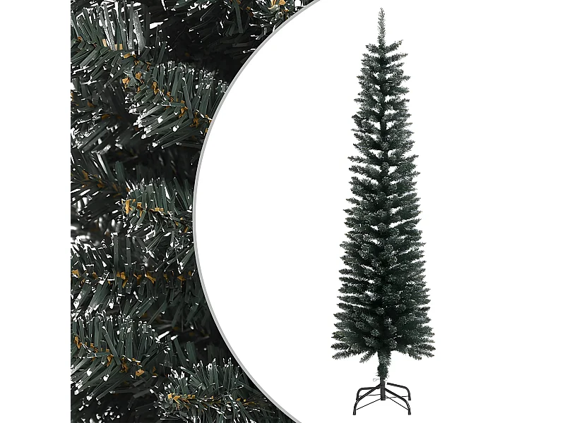 Árvore de Natal artificial fina com suporte Verde 180 cm PVC