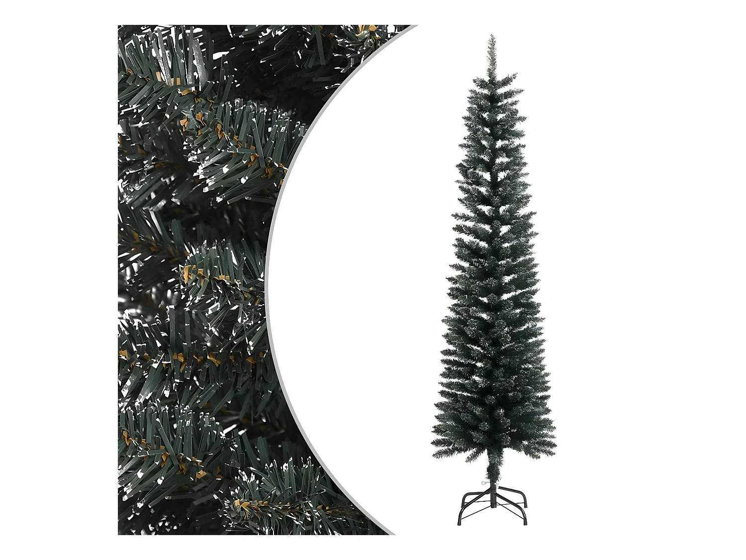 Albero di Natale artificiale sottile con supporto Verde 180 cm in PVC