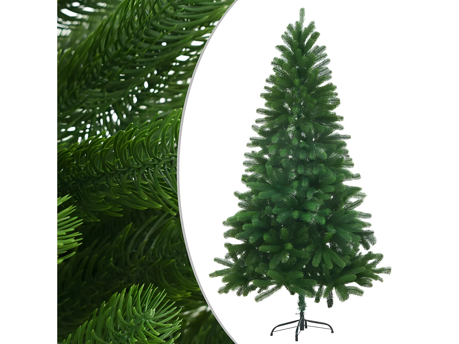 Albero di Natale artificiale preilluminato e palline 150 cm Verde