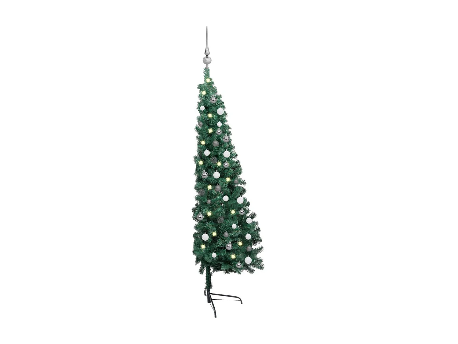 Árvore de Natal artificial semi-iluminada e bolas verdes 120 cm