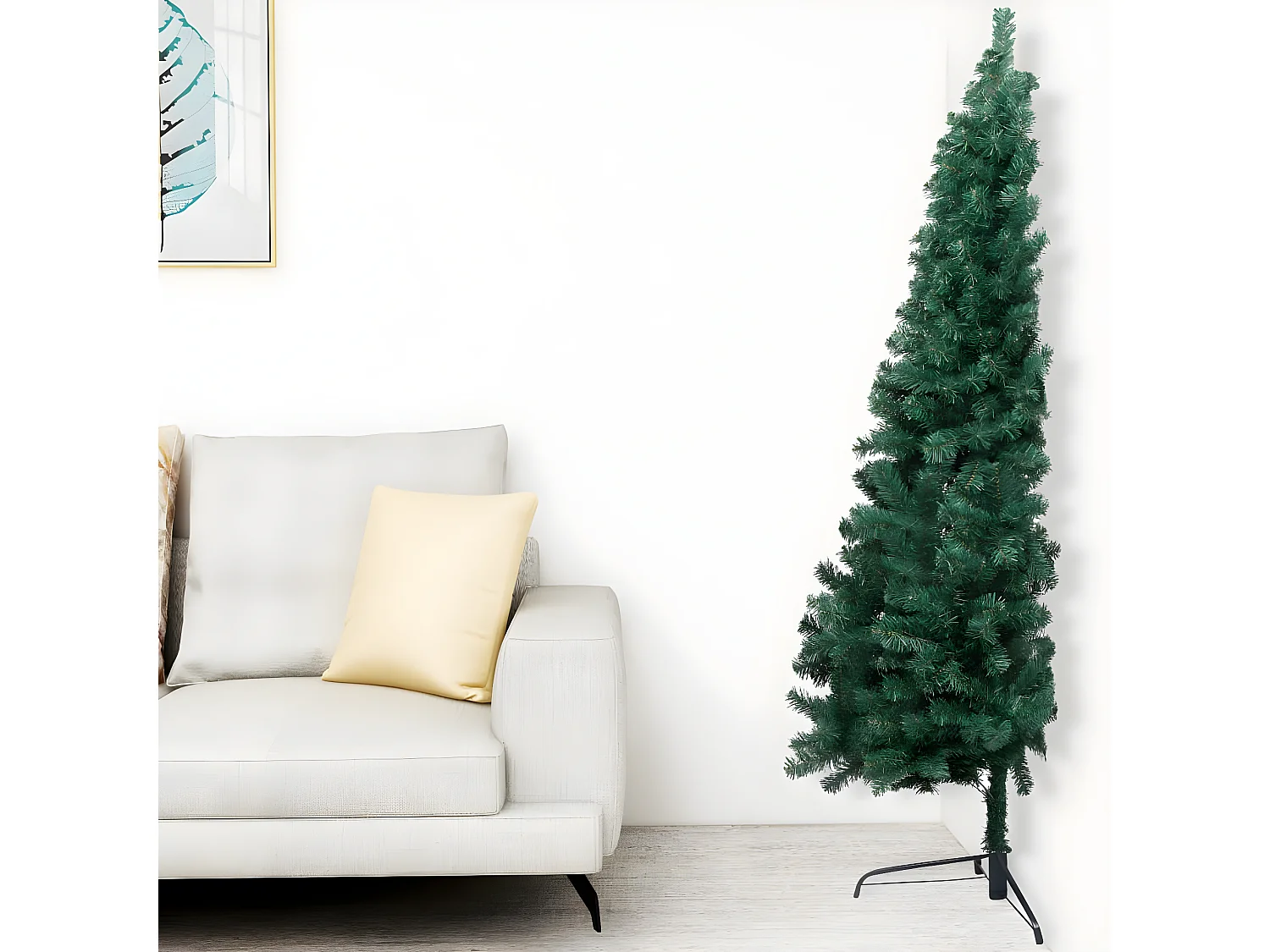 Árvore de Natal artificial semi-iluminada e bolas verdes 120 cm