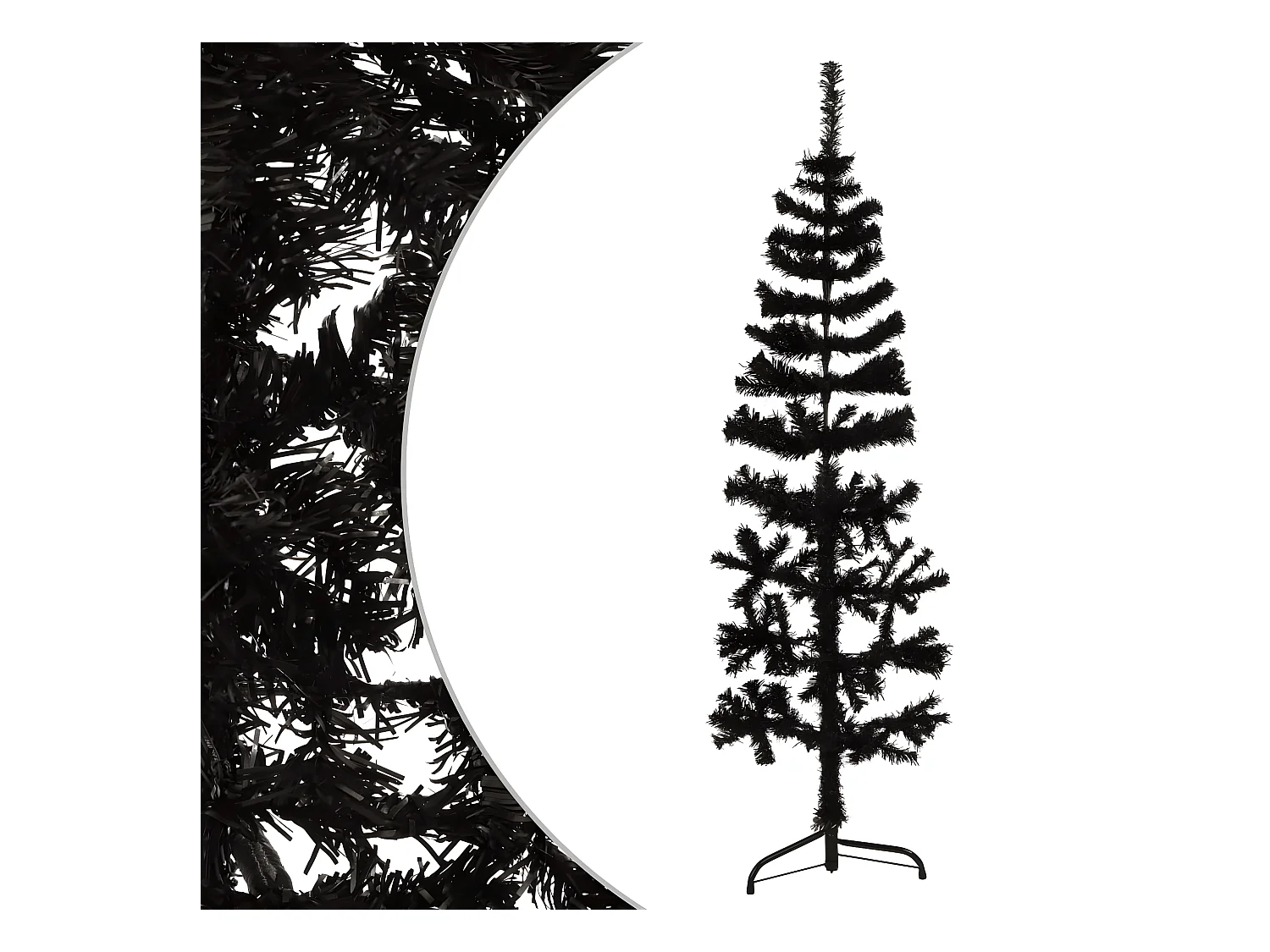 Demi sapin de No?l artificiel mince avec support Noir 150 cm