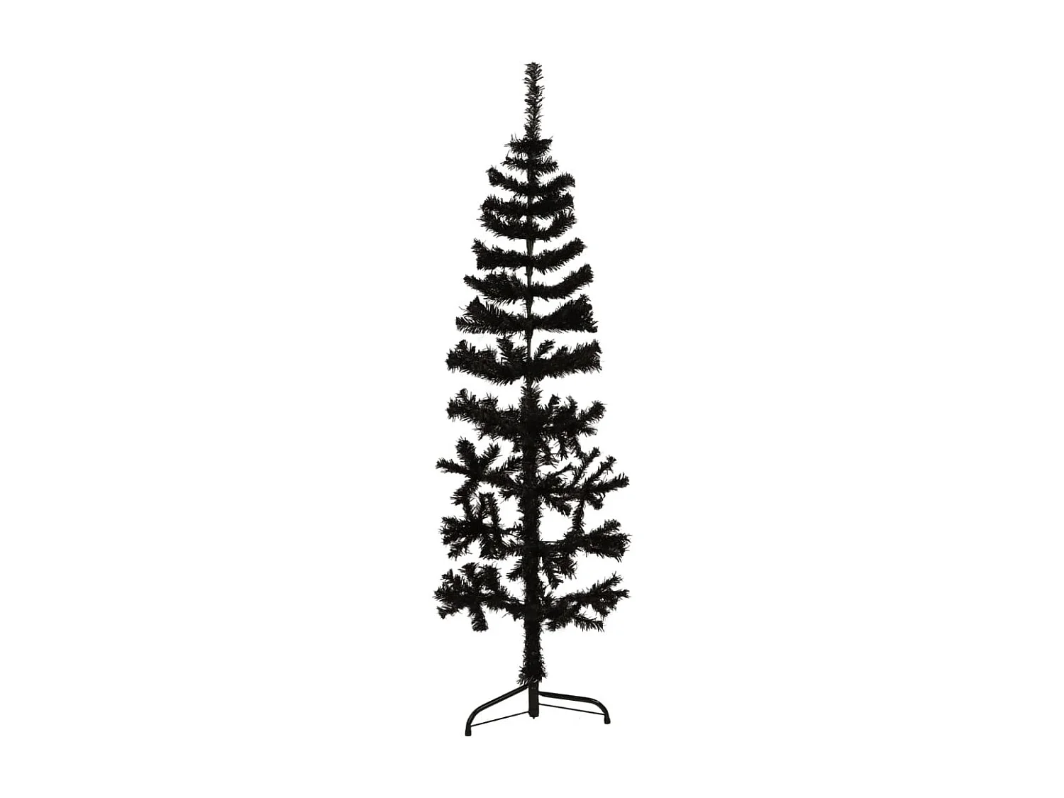 Halbdünner künstlicher Weihnachtsbaum mit Ständer, Schwarz, 150 cm