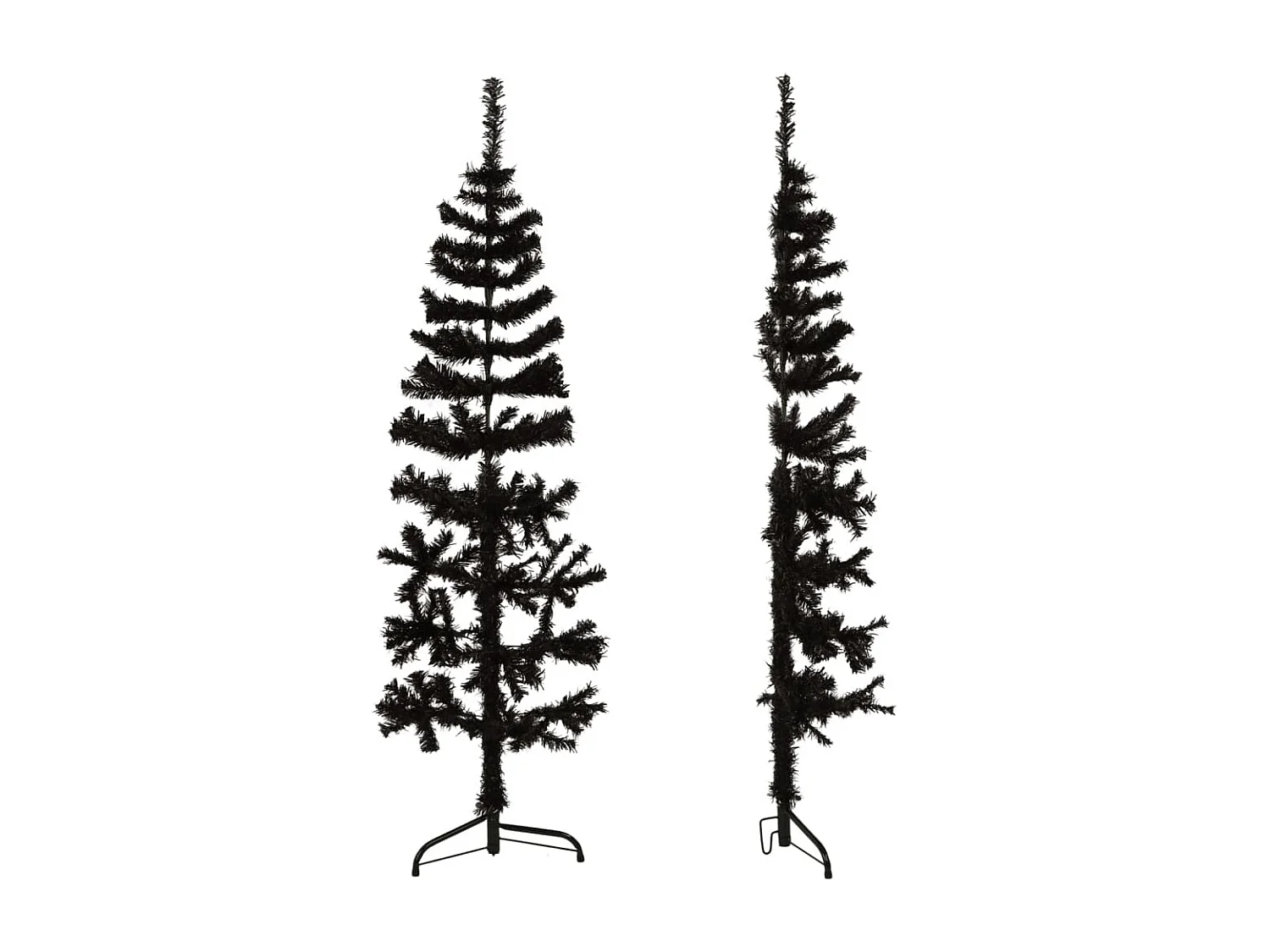 Halbdünner künstlicher Weihnachtsbaum mit Ständer, Schwarz, 150 cm