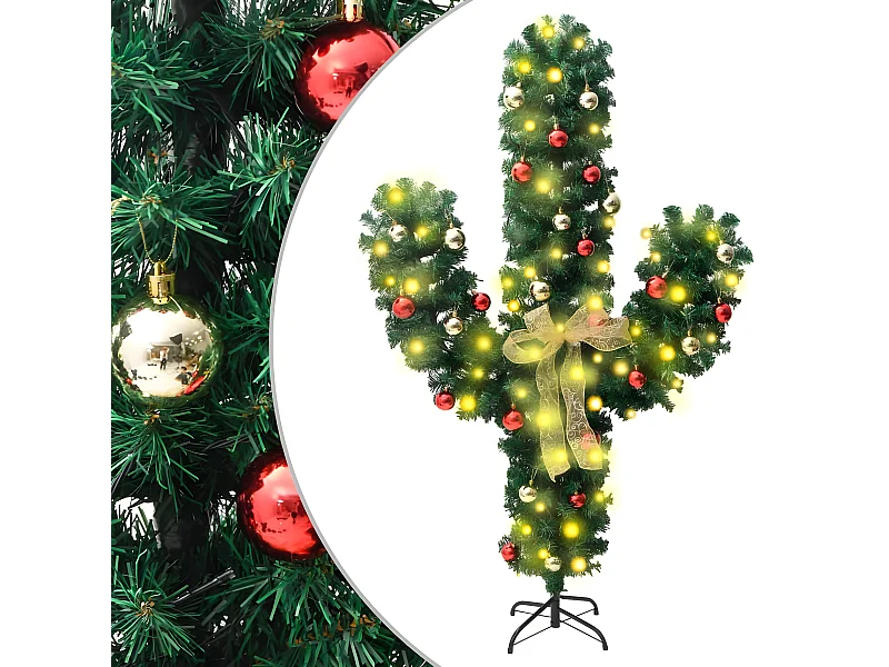 Cactus de No?l avec support et LED Vert 150 cm PVC