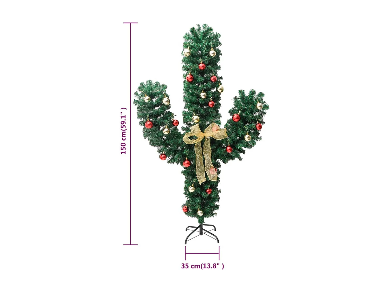 Cactus de No?l avec support et LED Vert 150 cm PVC